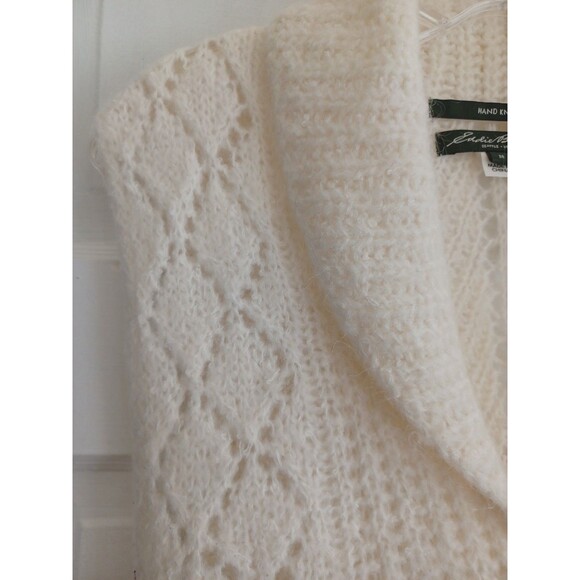Eddie Bauer handknit mohair blend sweater vest womens M ivory soft light layer - Picture 4 of 10